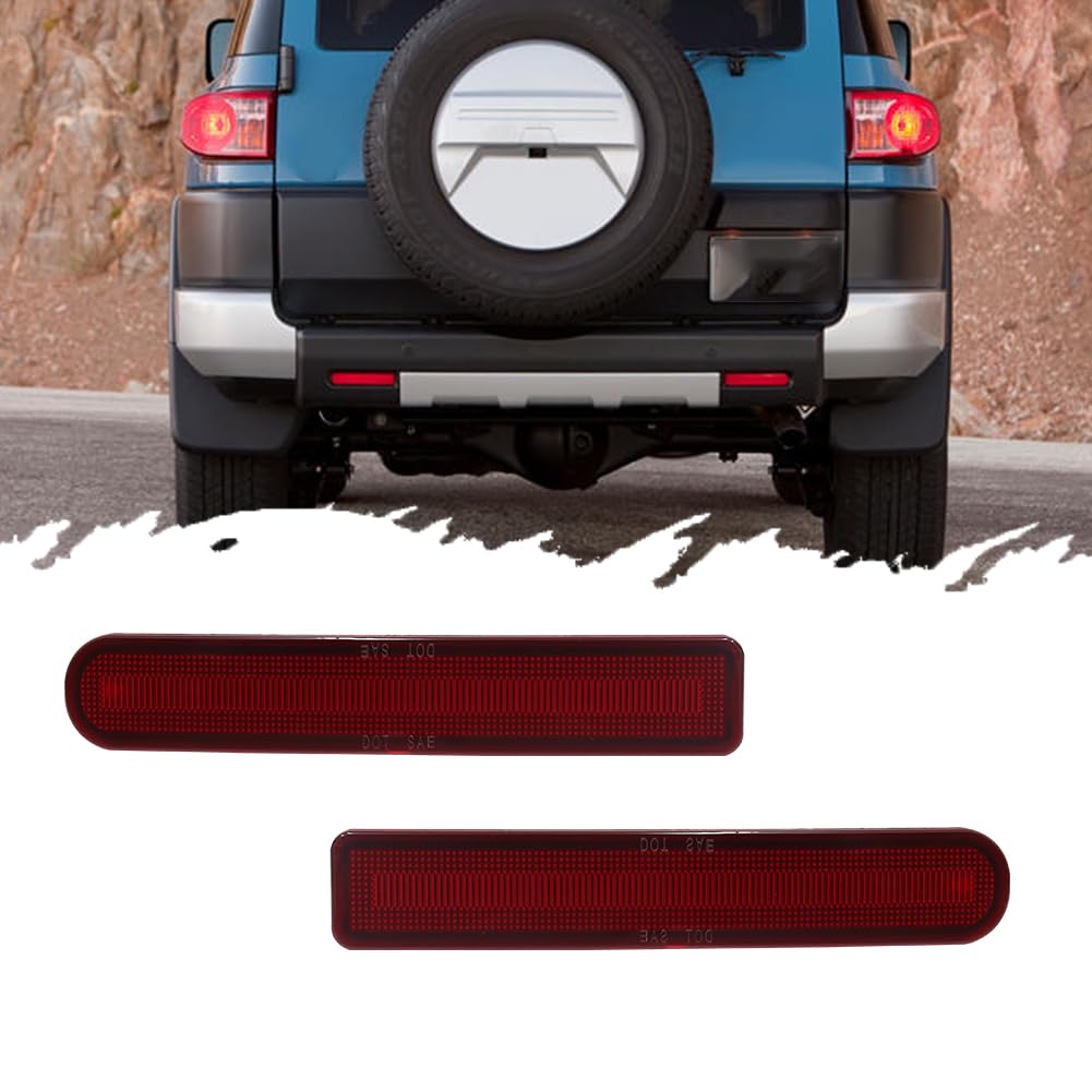 JDMTECH For 2007 2008 2009 2010 2011 2012 2013 2014 Toyota FJ Cruiser Reflector Tail Lights Housings Red Lens
