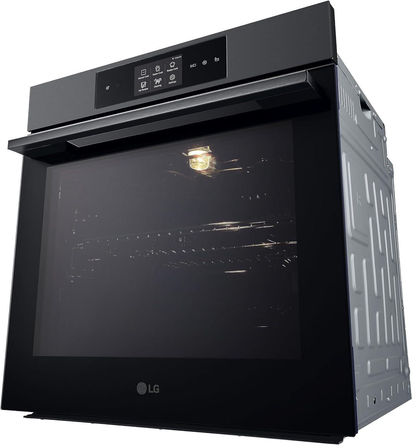 LG InstaView WSED7665B Four encastrable à vapeur, classe A++, 76L, 300°C, écran tactile 4,3", Air Fry, Sous Vide, Mode Pizza, Nettoyage EasyClean, Pyrolyse, Wi-Fi, Charnières amorties, Noir