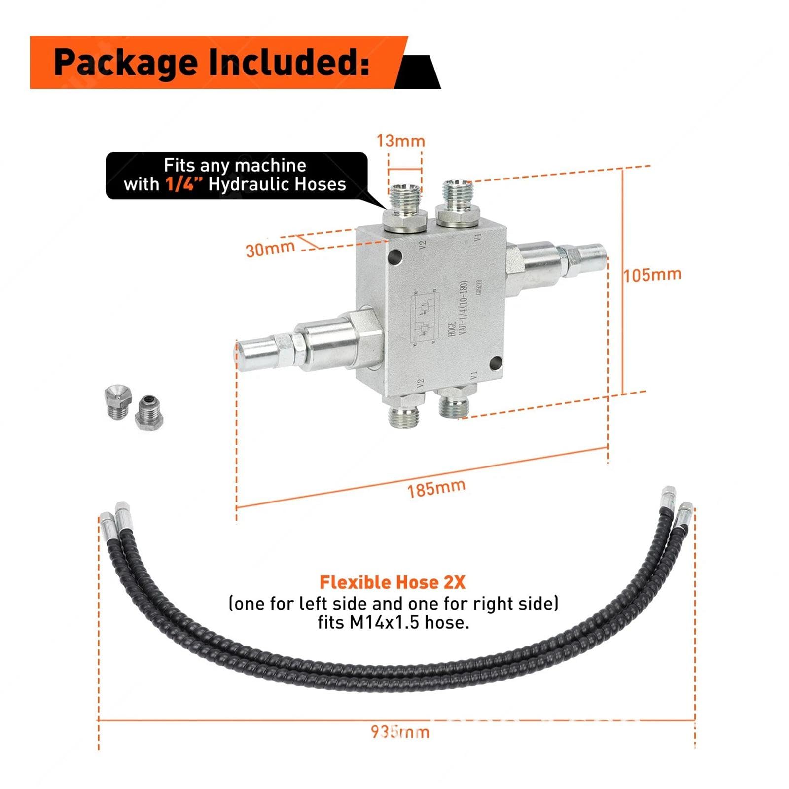 Kit Valvola di Smorzamento per Miniescavatore, Ricambi, Accessorio, Tubo Idraulico da 1/4", Accessorio Robusto
