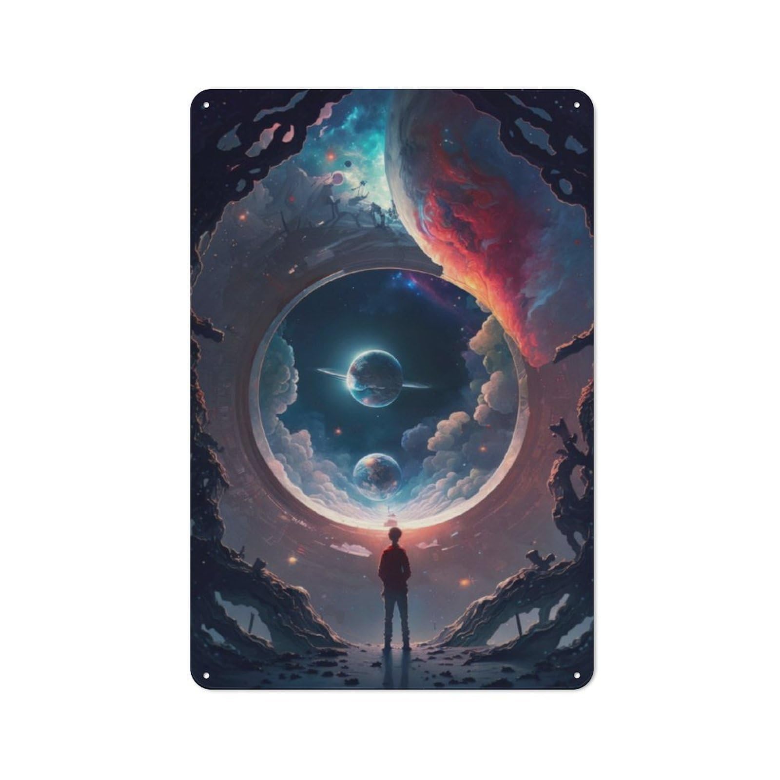 Junmoney The Door To The Unknown V1 Tin Wall Plaque 30X20cm With For Guest Room Or Hallway, For Home Office, Studio And Craft Room Walls