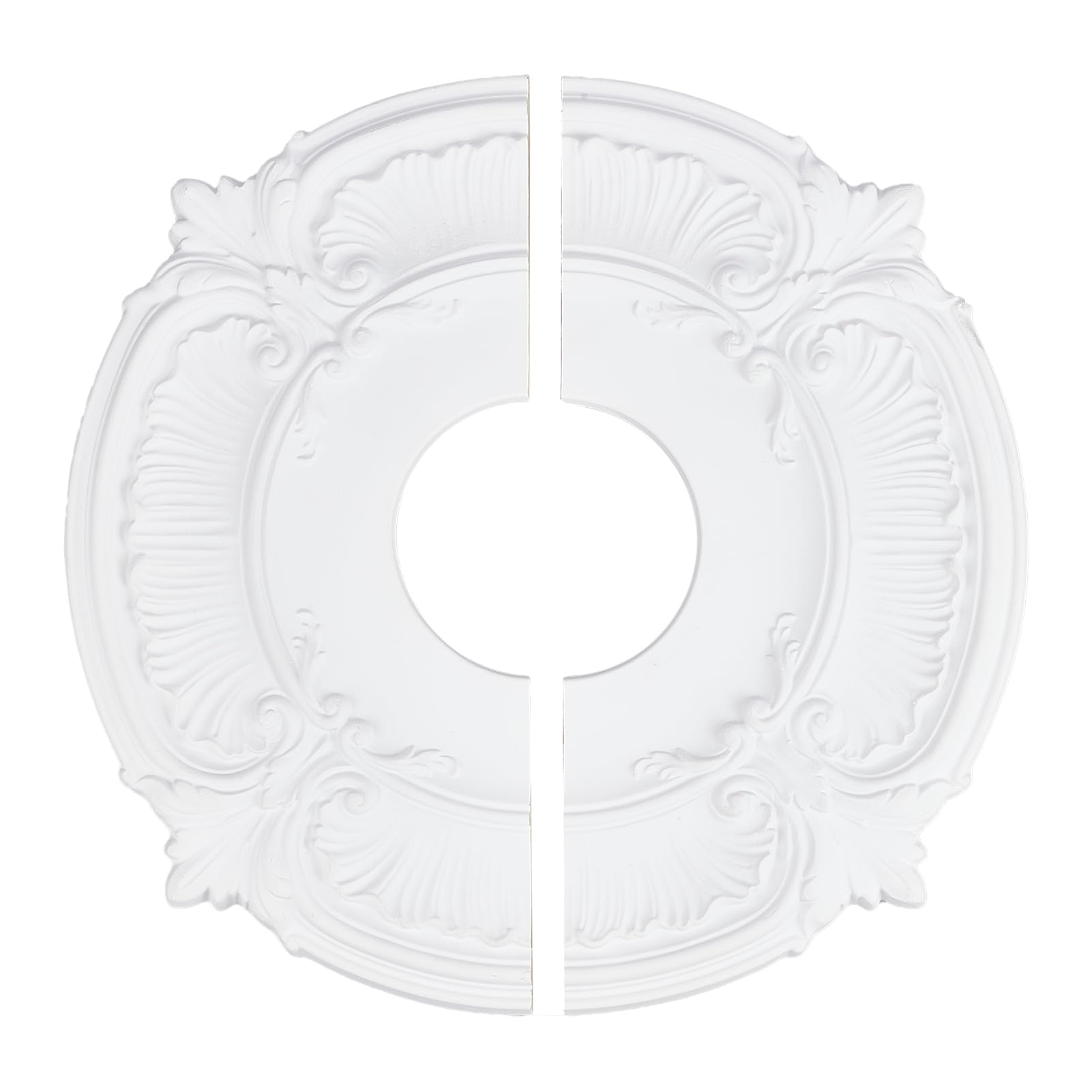 Medaglione Per Soffitto 2 Pezzi - Copertura Fori Per Lampadari, Bianco, Materiale PU - Foto 5