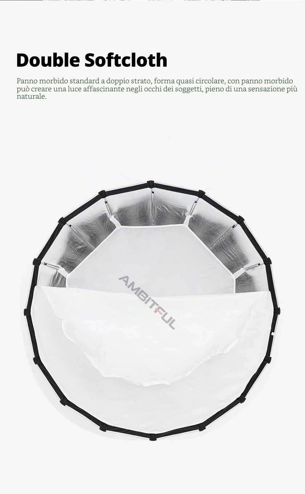 AMBITFUL QD-P70 - Softbox parabolico, 70 cm, con griglia a nido d'ape per Bowens Mount Studio Flash (AMBITFUL QD-P70+ Honeycomb Grid)