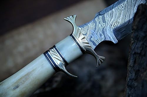 Miniatura 8 de NoonKnives CUCHILLO COLECCIONABLE DE ACERO DAMASCO MANO PERSONALIZADO MANO HUESO DE CAMEL (transparente)