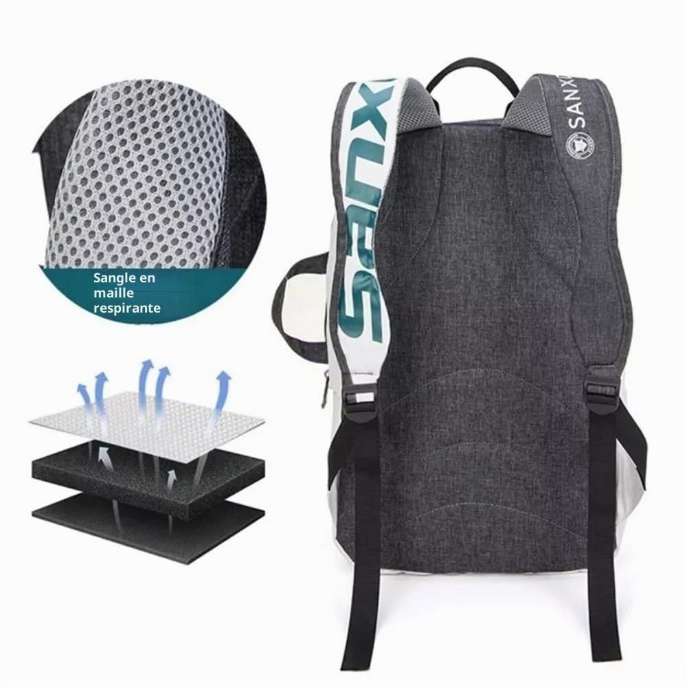 Sac à dos de tennis, sac à dos de tennis pliable, grande capacité, sac de transport pour raquette, sac de sport multifonctionnel