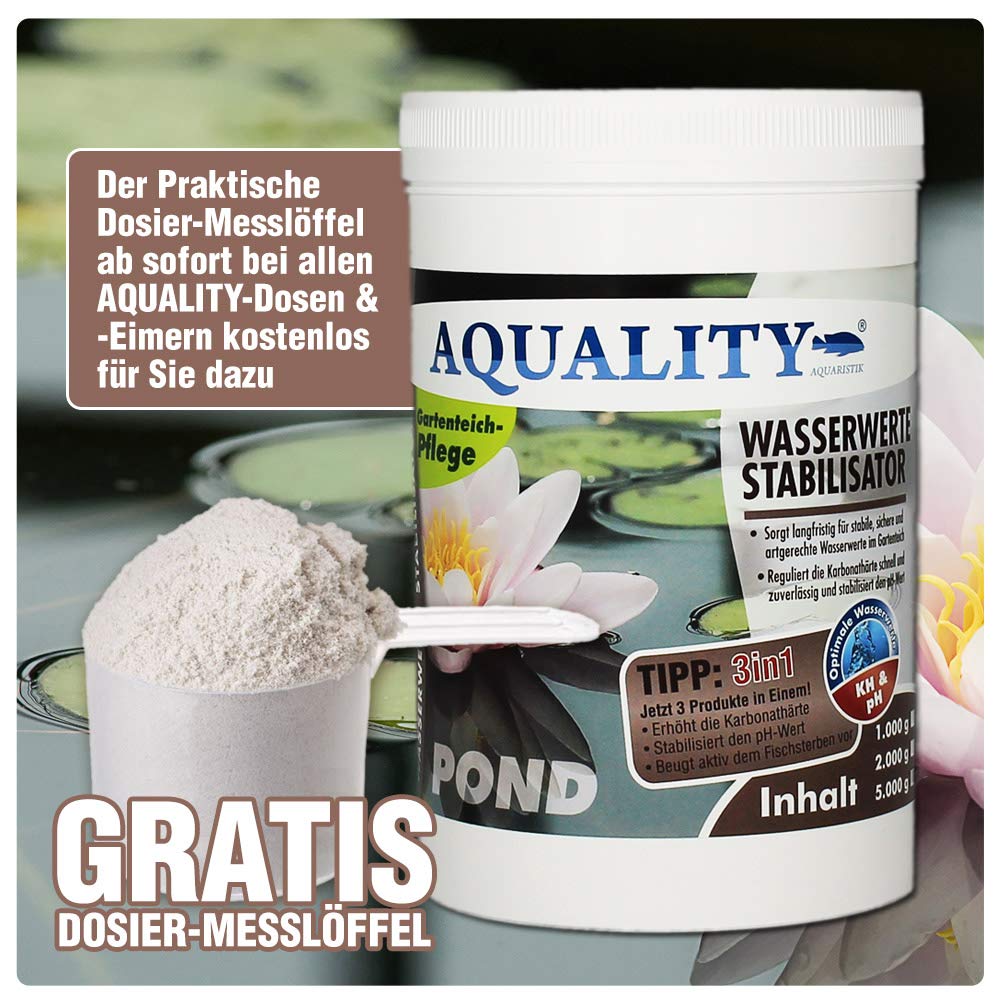 AQUALITY Gartenteich Wasserwerte Stabilisator 3in1 (Artgerechte Wasserwerte im Gartenteich - Reguliert langfristig die Karbonathärte, stabilisiert den pH-Wert), Inhalt:5 kg