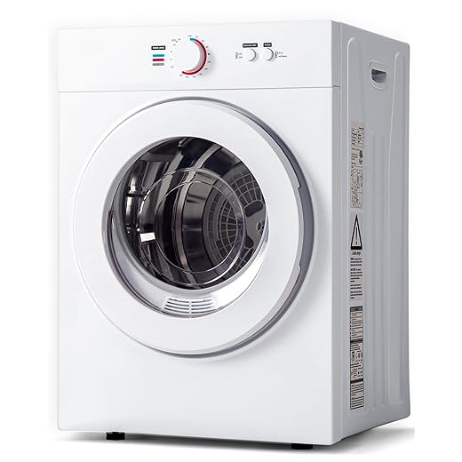 1.8 Cu.Ft Compact Dryer - 1020W Portable Clothes Dryer with Stainless Steel Tub, Front Load Tumble, Four Functions - Compact Drying Unit for Laundry, Apartments, Dorms