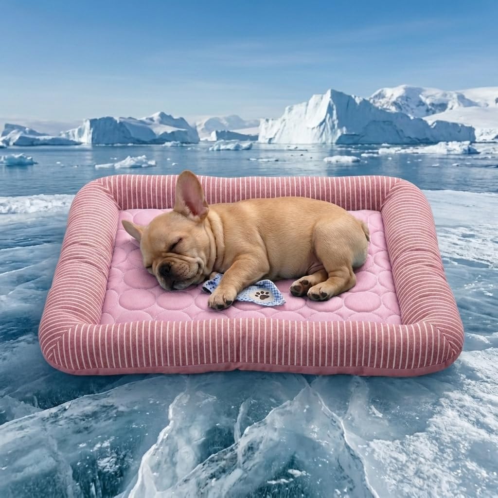 Dog Cooling Mat for Summer, Self Cooling Ice Silk Pet Bed Mat for Crate, Sofa & Car Seats, Breathable Washable Pressure Activated Cool Pad for Small, Medium, Large Dogs and Cats (Pink Mat, X-Large)