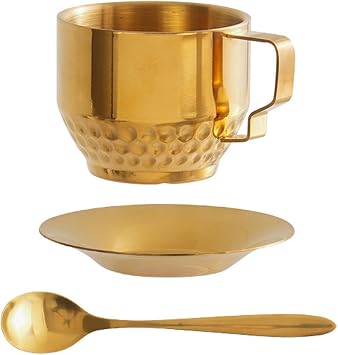 Double Walled Coffee Cups Set Stainless Steels Thermals Insulation Coffee Mug with Spoon and Saucer Teas Cups Milk Mug