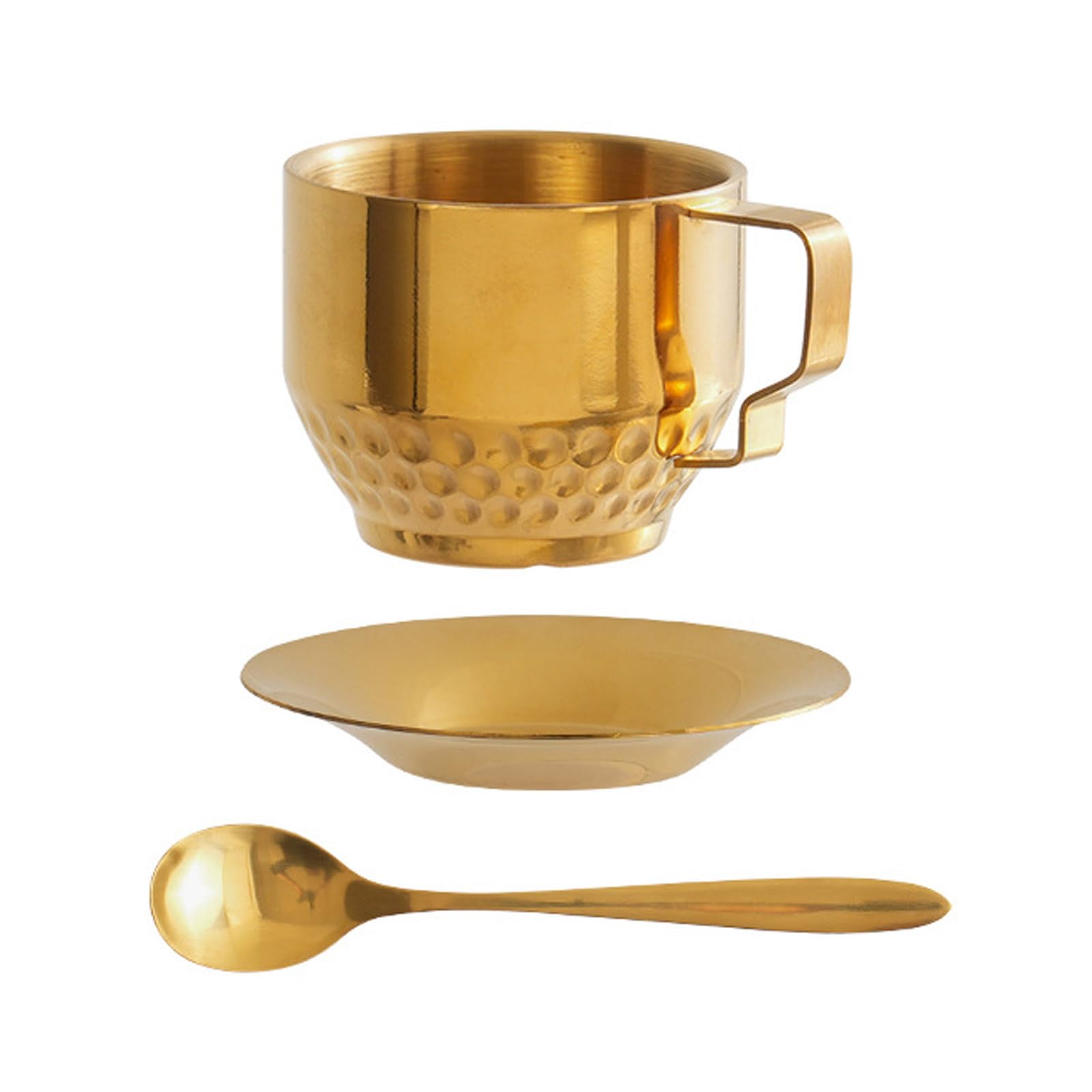 ZWWAAZHF Cups Set Stainless Steels Espresso Cup with Saucer and Spoon Double Walled Coffee Mugs Drinkware Easy to Clean Teas Cups Set Milk Mug ​mat Spoon