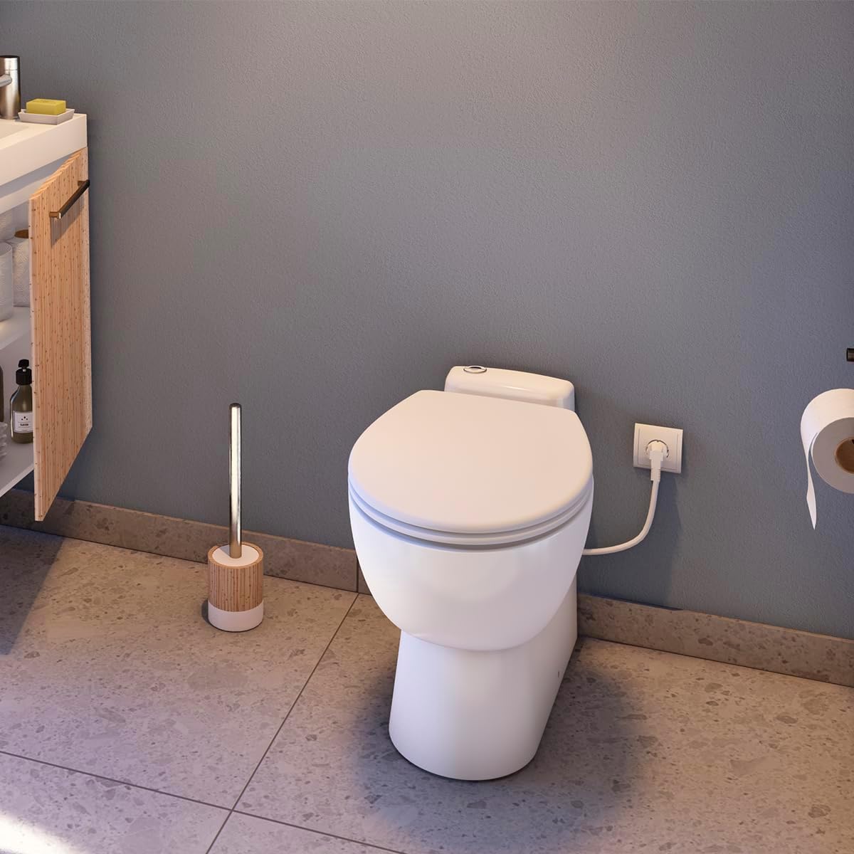 SFA - Sanicompact Pro (51 dB) – Inodoro con molinillo integrado – Compacto – Doble desatascador económico, 1,8/3 l – 36,8 x 55,5 x 49 cm – 550 W – Fabricado en Francia