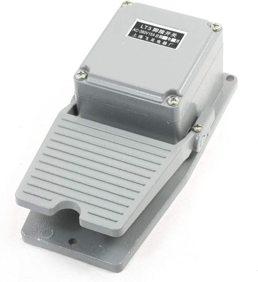 uxcell Nonslip Momentary Action Foot Pedal Switch Gray 380V