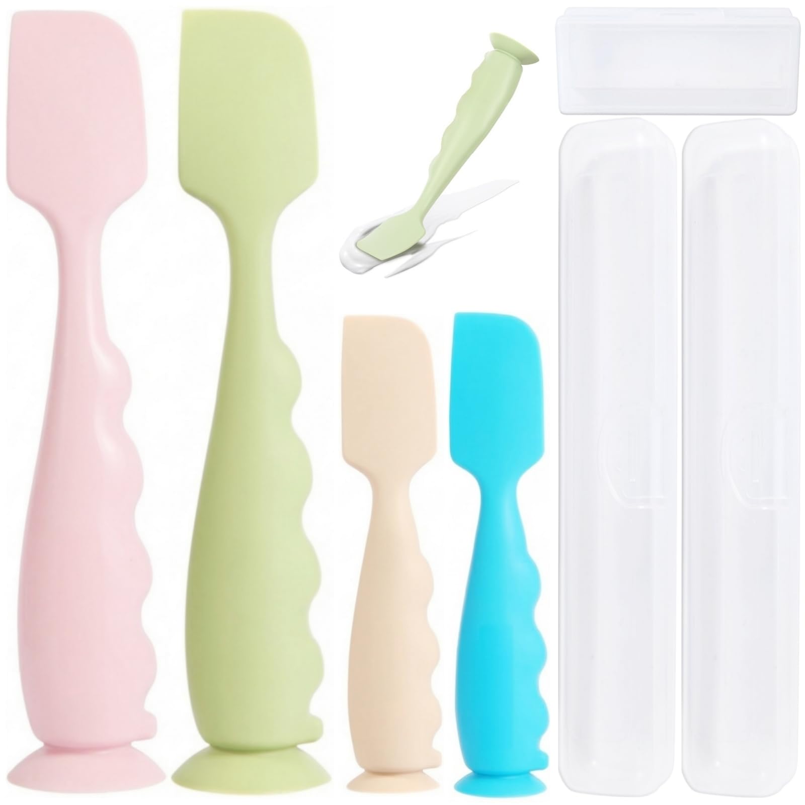 AYDRBMG Diaper Cream Spatula 4 Pack,Soft Baby Butt Spatula baby diaper cream Applicator,Convenient Diaper Rash spatula,Silicone Butt Paste spatula Brush (2 Large 2 Small) — view 8