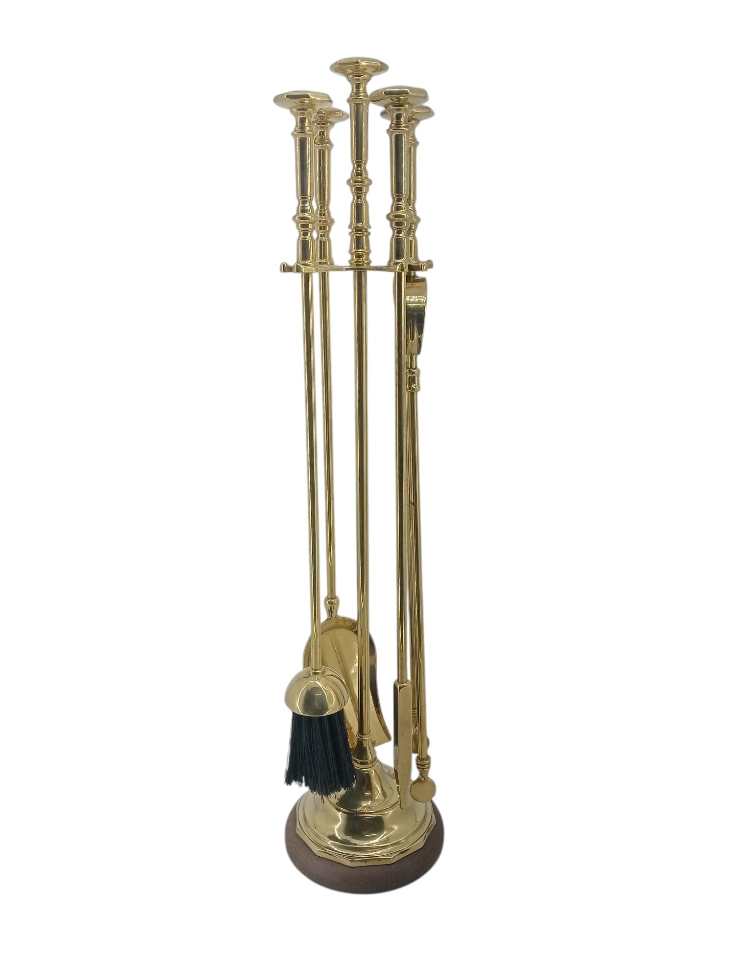Set accessori per camino kit utensili trespolo in ottone lucido con base in legno