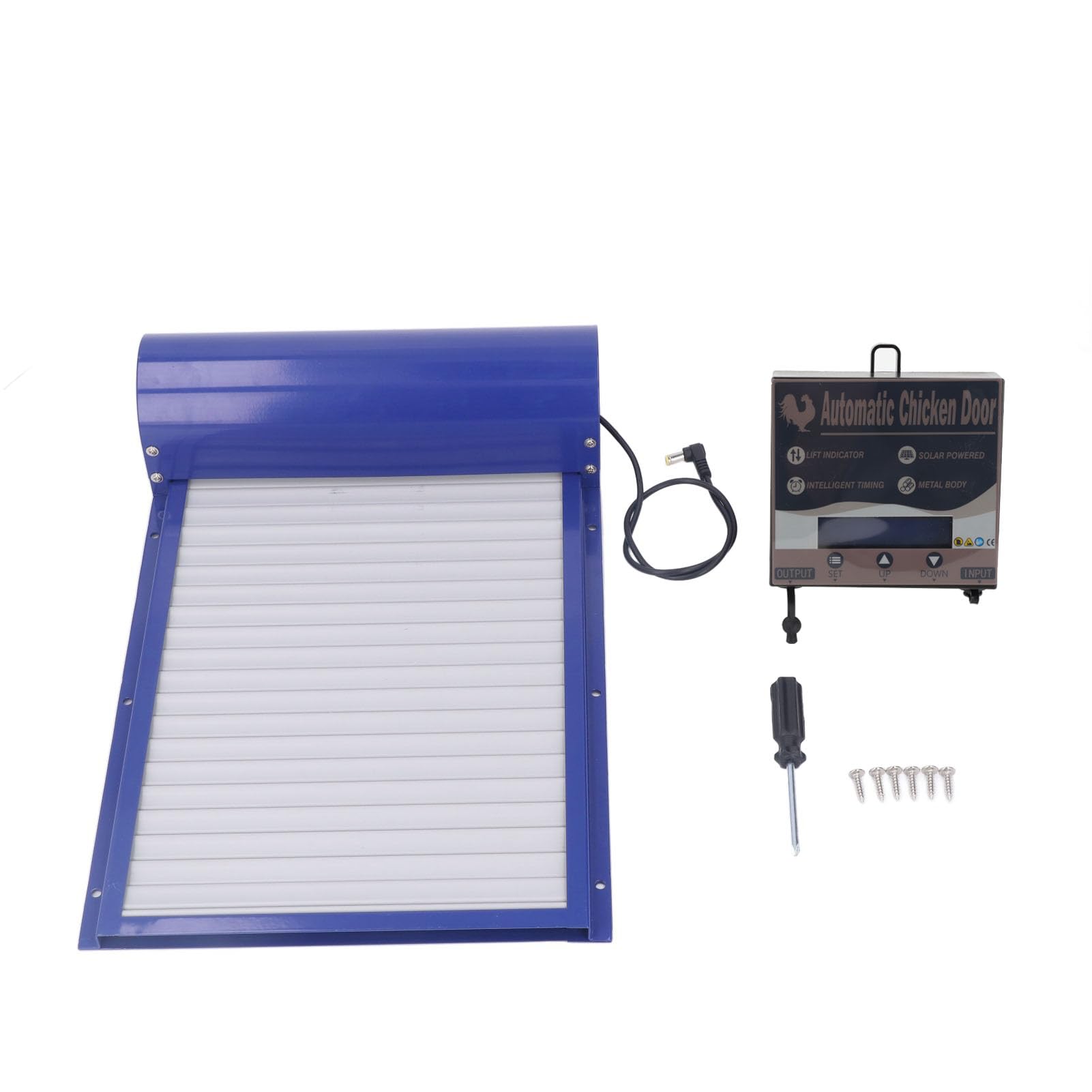 Generic Apriporta Automatico per Pollaio con Tenda Avvolgibile per Oche e Anatre, Controller Display a LED e Impostazione Timer per Pollaio, Adatto per Proprietari di Polli e Anatre