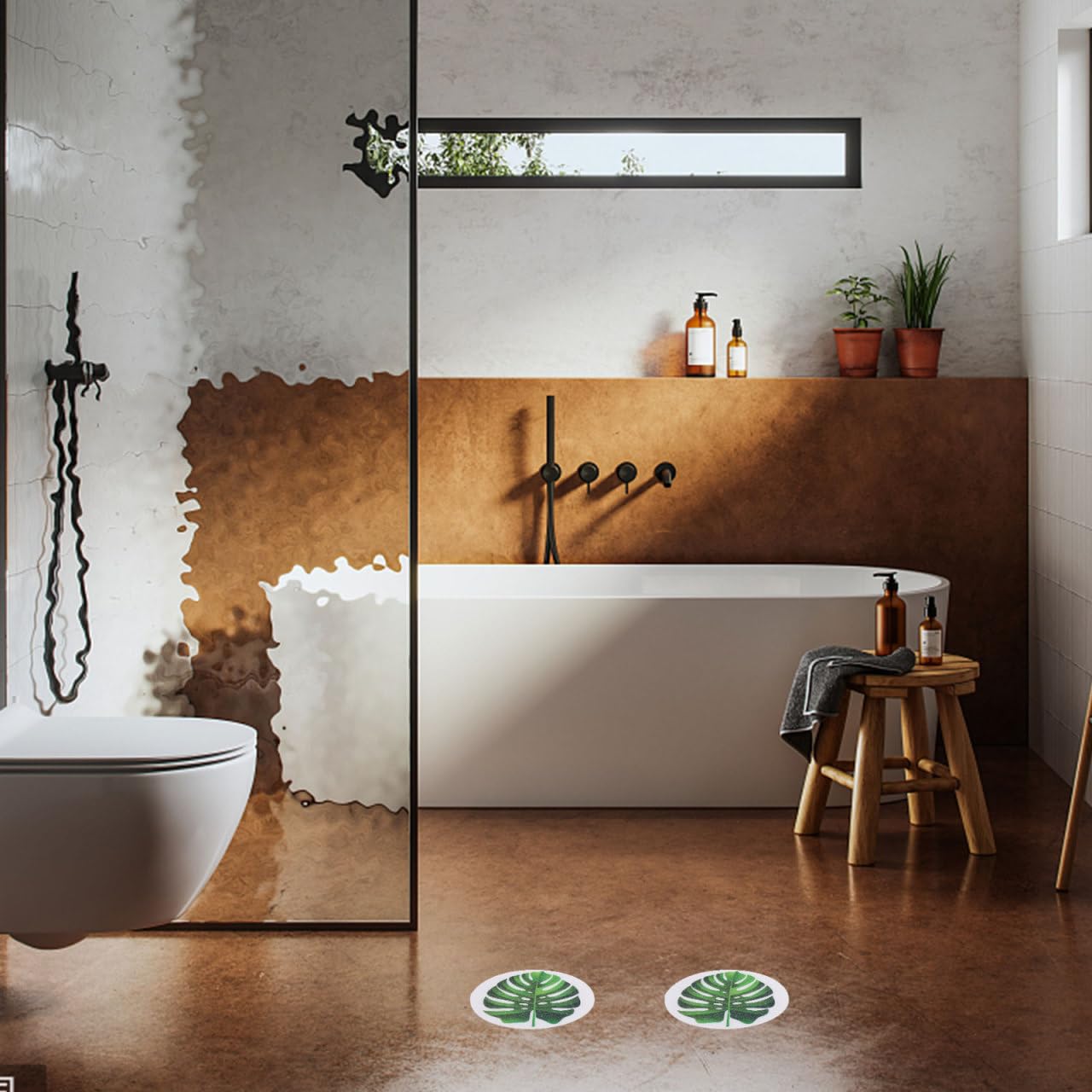 FONDOTIN 1set Leaf Anti-Slip Stickers Creative Non-Skid Bathtub Decals for Easy to Install Adorable Green Leaf Design for Bathtime Fun