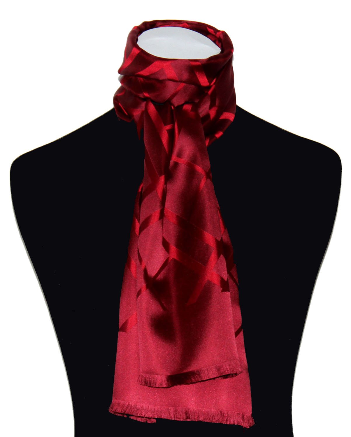 Lorenzo Cana Herren Schal aus 100% Seide aufwändig jacquard gewebter Damast Seidenschal Seidentuch Tuch 25 cm x 160 cm dunkelrot 8921011