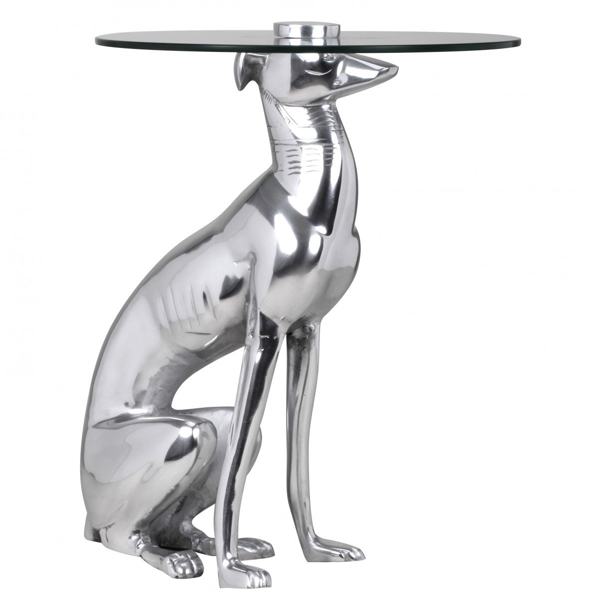 WOHNLING TableDesign Déco Argent Figure Dog Couleur Aluminium