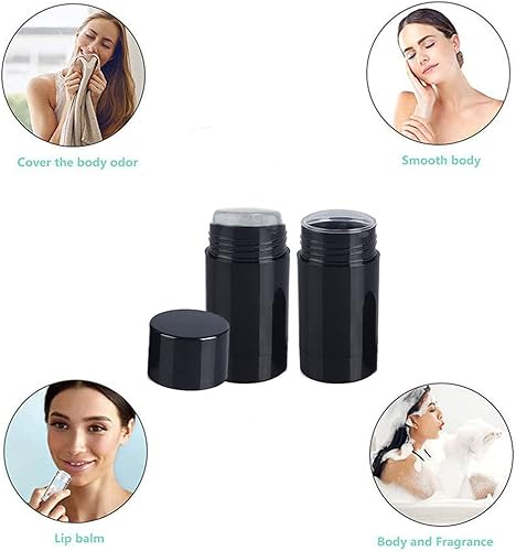 Miniatura 5 de 10 recipientes de desodorante redondos vacíos de 1.0 fl oz, barra de llenado de 1 onza, contenedor de desodorante negro, tubo de bálsamo labial,