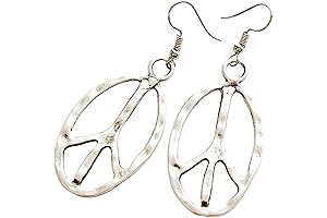 Peace Symbol Silver Dangle Earrings