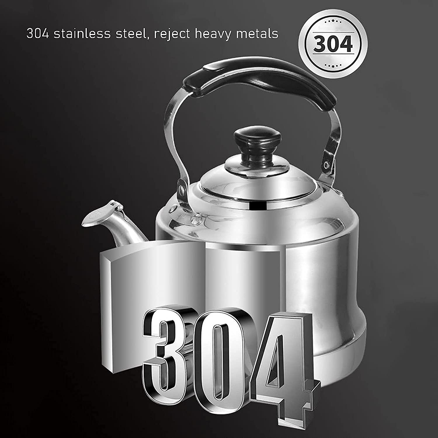 SHISHI Kettle Stove Kettle, théière en Acier Inoxydable de 1,5L / 2L / 5L, adaptée à la Plupart des poêles (Size : 1.5L)