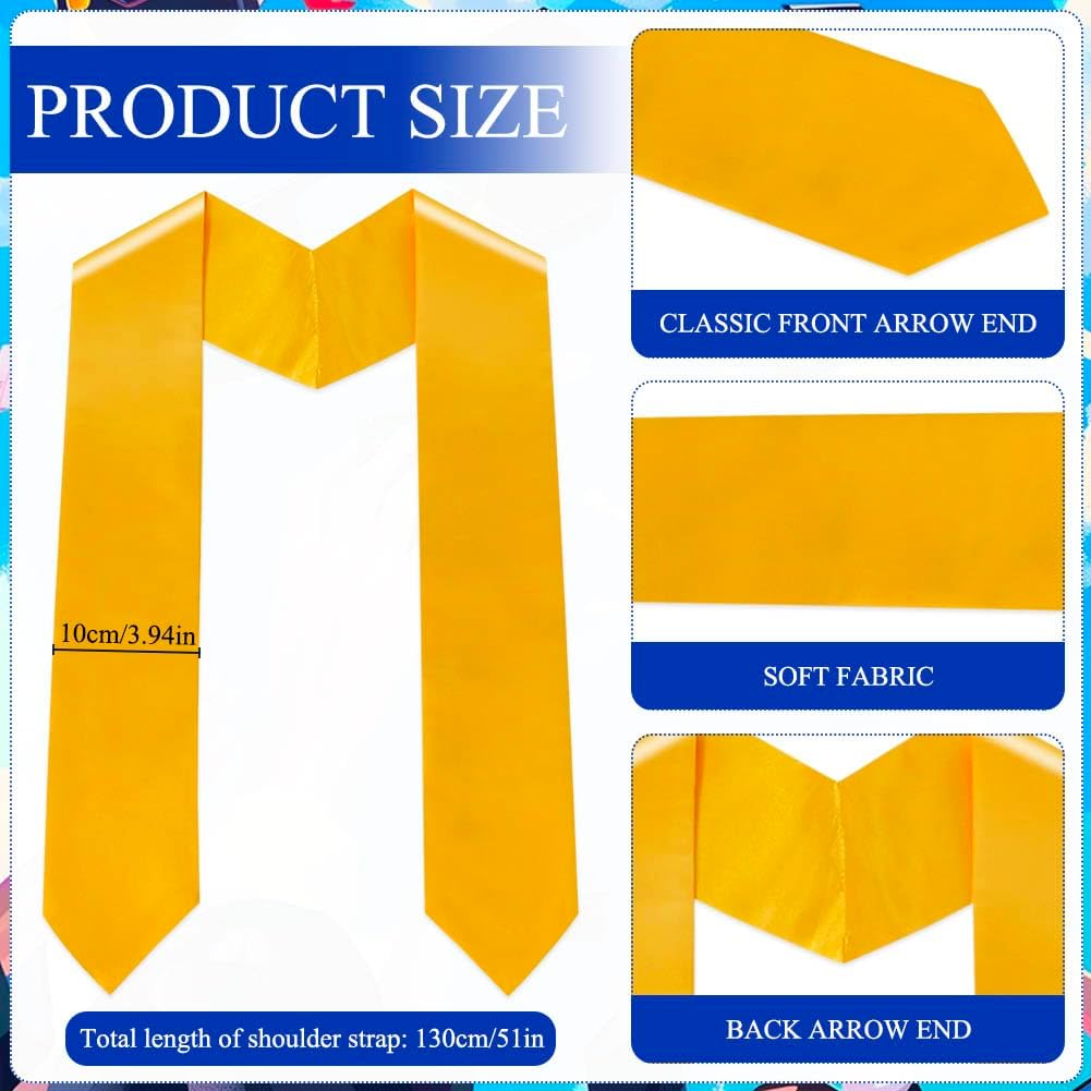 VIOKKO 10 Pcs 51 Inches Unisex Kids Plain Graduation Stoles Class of 2025 Sublimation Blank Graduation Sash