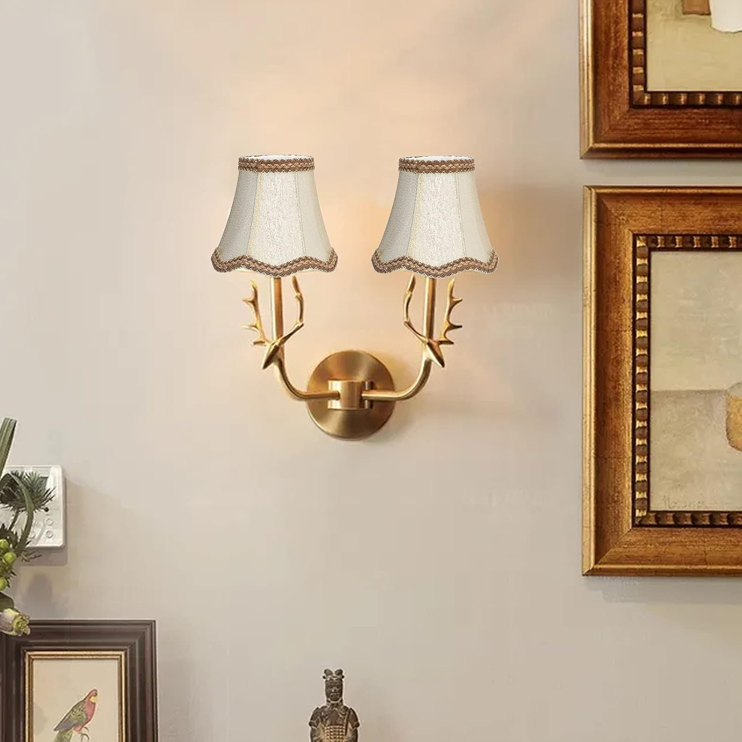 3Pcs Chandelier Lampshade, E14 Clip On Fabric Clip Bulb Lamp Shades Bedroom Pendant Lampshade Living Room Vintage Decoration