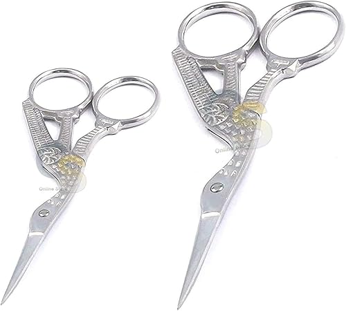 Tijeras de coser con forma de cigüeña vintage, de acero inoxidable, tijeras de costura afiladas para bordado, costura, manualidades, trabajo de arte