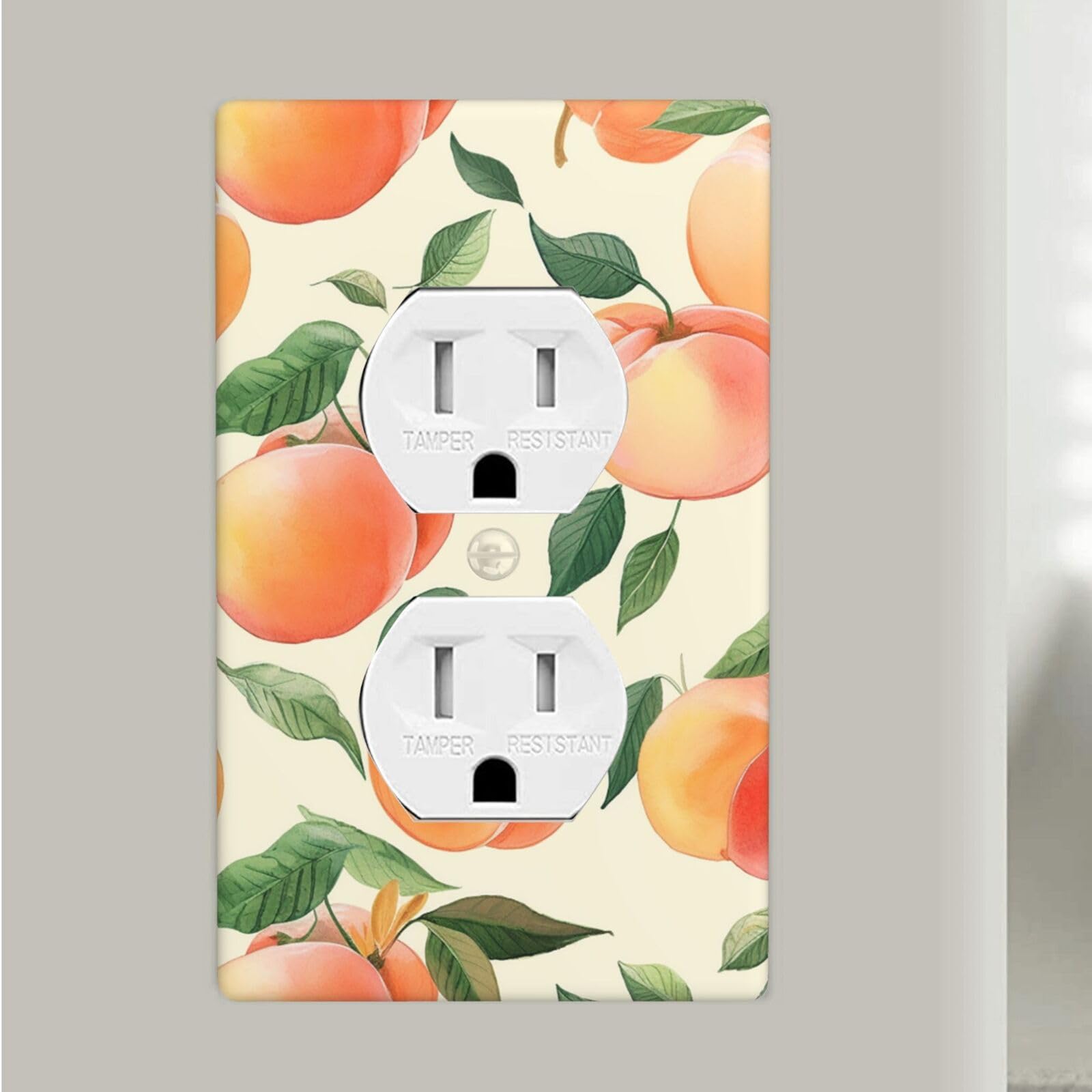 Peach Duplex Receptacle Outlet Covers, 1-Gang Standard Size Wall Plates Unbreakable Polycarbonate Electrical Switchplate Cover Faceplate For Bathroom Kitchen Decor