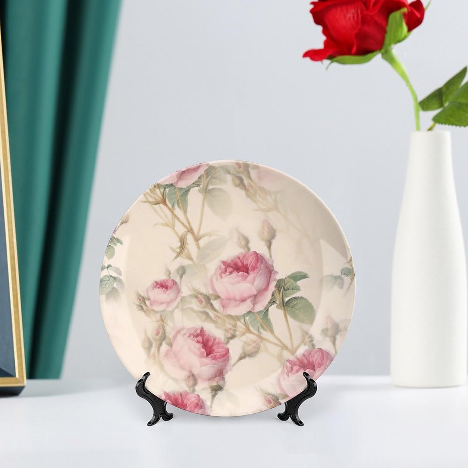 プレート ローズ プレート ピンク ビンテージ アンティーク Amazon.com: 7