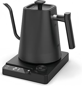 1L Electric Gooseneck Kettle For Coffee and Tea, Fast Boil, 1200W Pour Over Kettle, Stainless Steel Water Boiler, Temperature Control black A