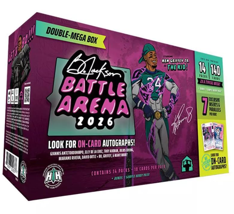 Bo Jackson Battle Arena 2026 Trading Cards, Double-Mega Box, 14 Packs, 10 Cards per Pack, On-Card Autographs