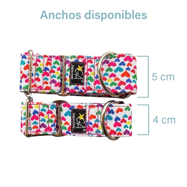 Foto 3 de 8 de Galguita Amelie Collar Martingale para Perros, Corazones Multicolor (5L)