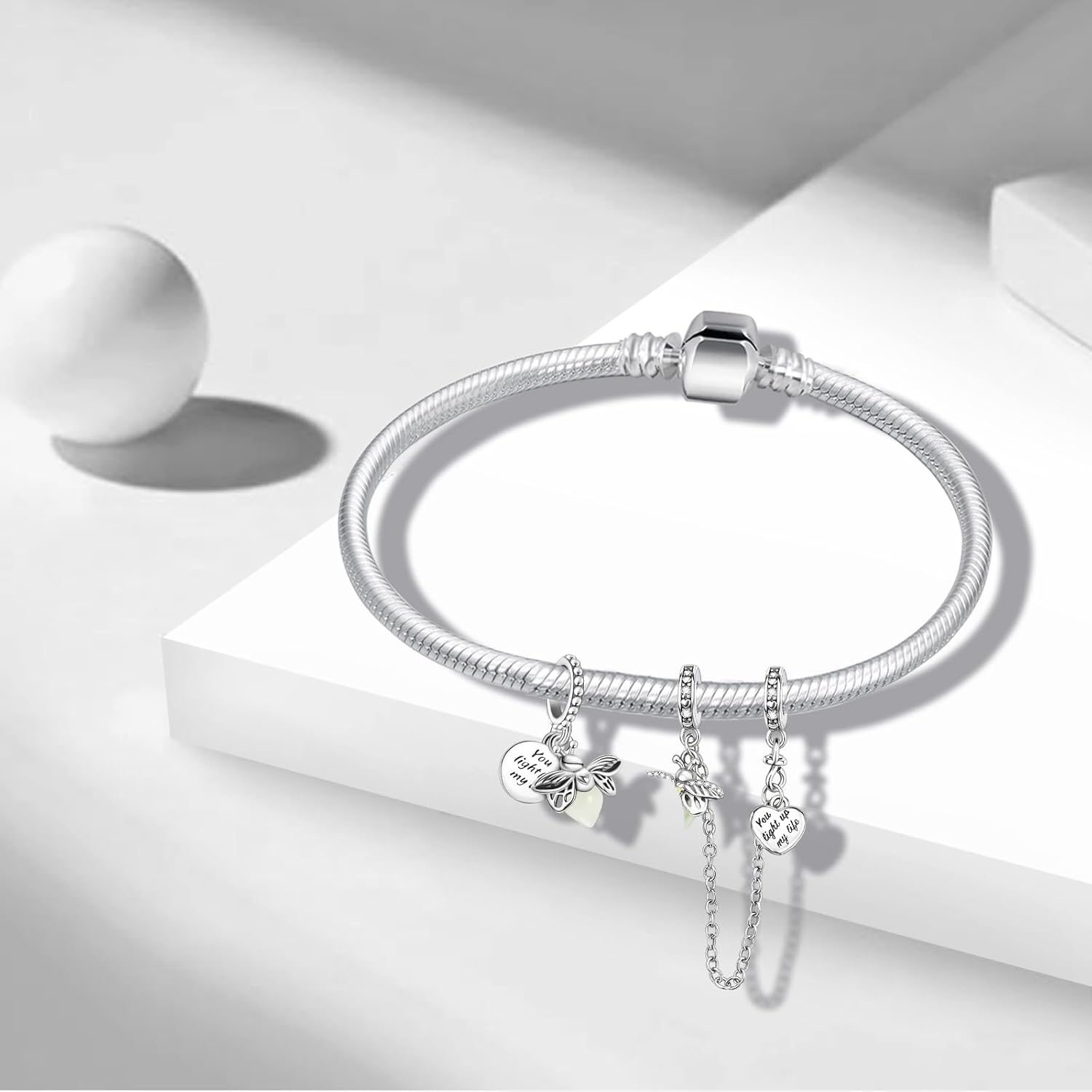 Charms Beads 925 Sterling Silver Animal Leaf Flower Travel Friend Heart Dangle Pendant with 5A Cubic fits for Charms Bracelets for Woman Valentine's Day Mother's Day Christmas Birthday Gift - Image 3