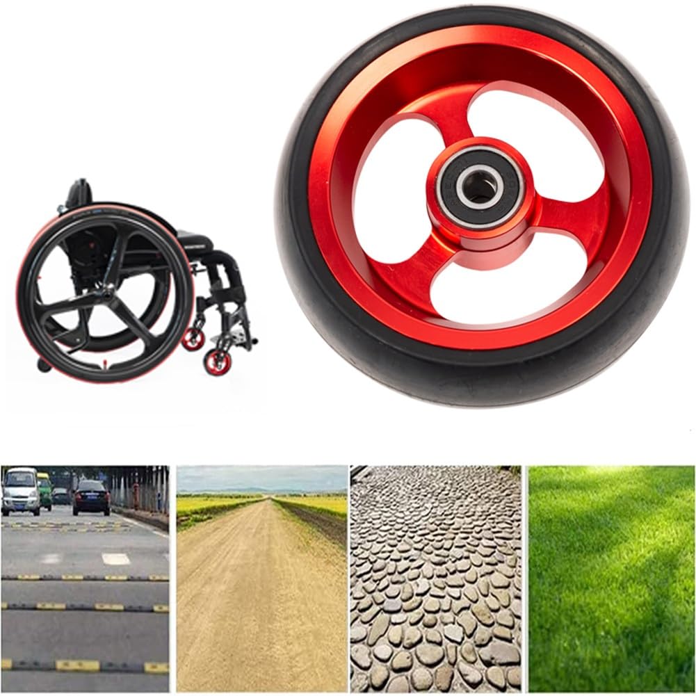 Para 4/5-calowych kółek zapasowych do wózków sportowych, opony pełne poliuretanowe, antypoślizgowe, łożysko 5/16" (8 mm)(5 inch)