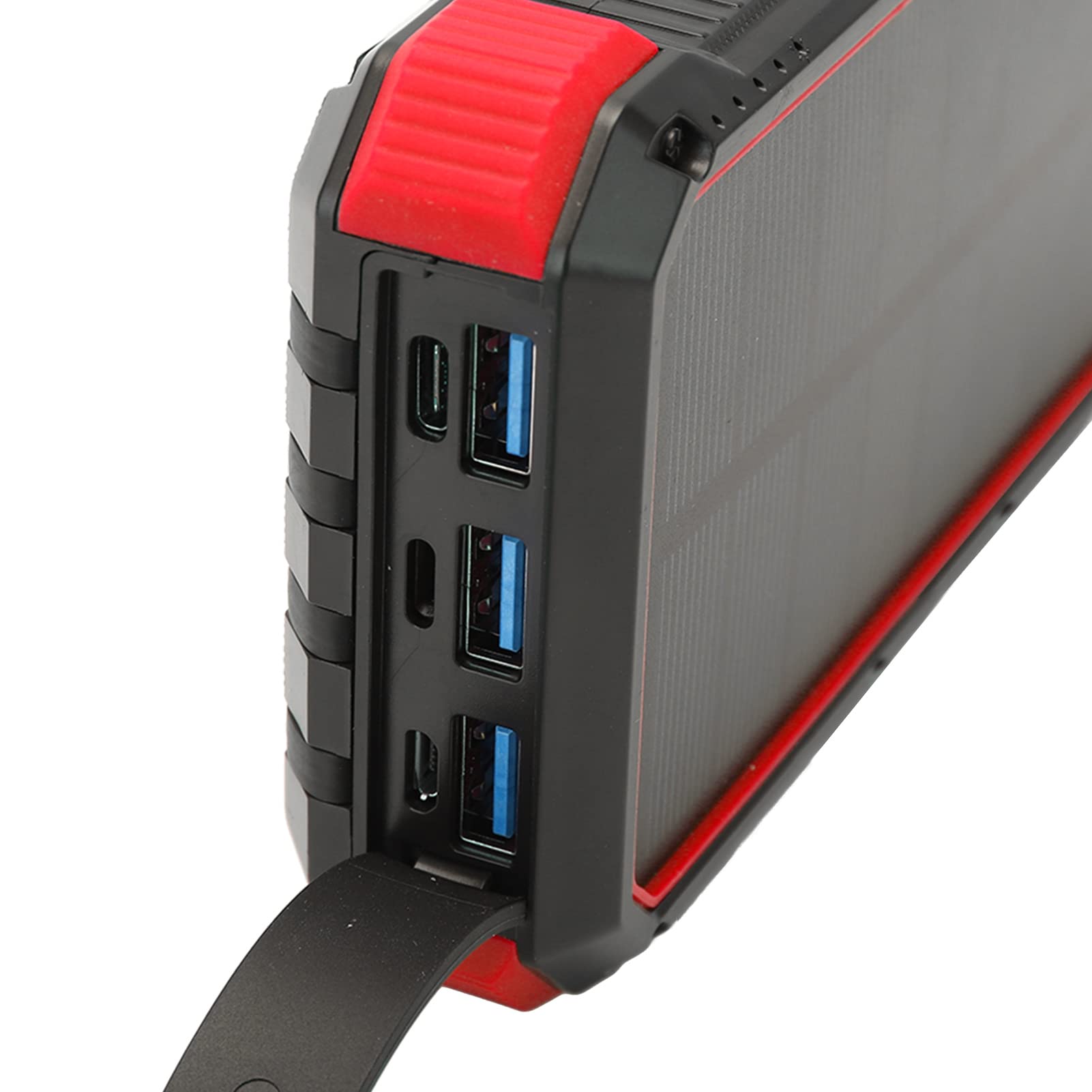 Chargeur Solaire ABS Phone Power Bank 36800 MAh Chargeur de Banque d'énergie Solaire 5 V 3 A avec 3 Ports USB Lumière LED et Entrées Multiples pour Camping, Randonnée, Voyage, (Rouge)