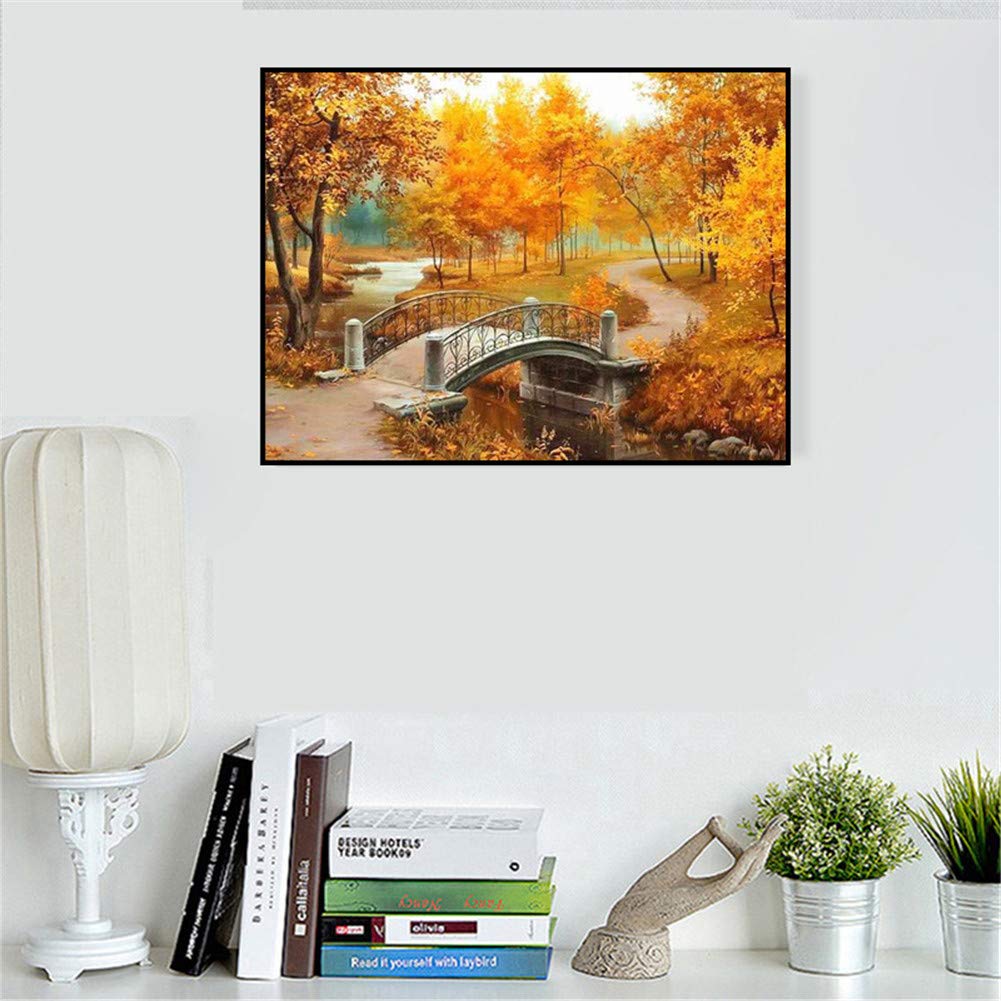Kit di Pittura Diamante 5D DIY per Trapano Completo per Adulti E Bambini, Paesaggio Autunnale Ricamo in Cristallo Immagini Punto Croce Artigianato Artistico,80x70cm