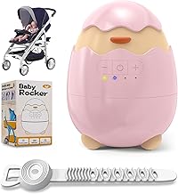Robofun Baby Rocker-Original Design Baby Stroller Swing, Sleep Aid for Babies, Timer 30-60-90 Minutes, 5 Levels of Intensity - for Strollers - Pink