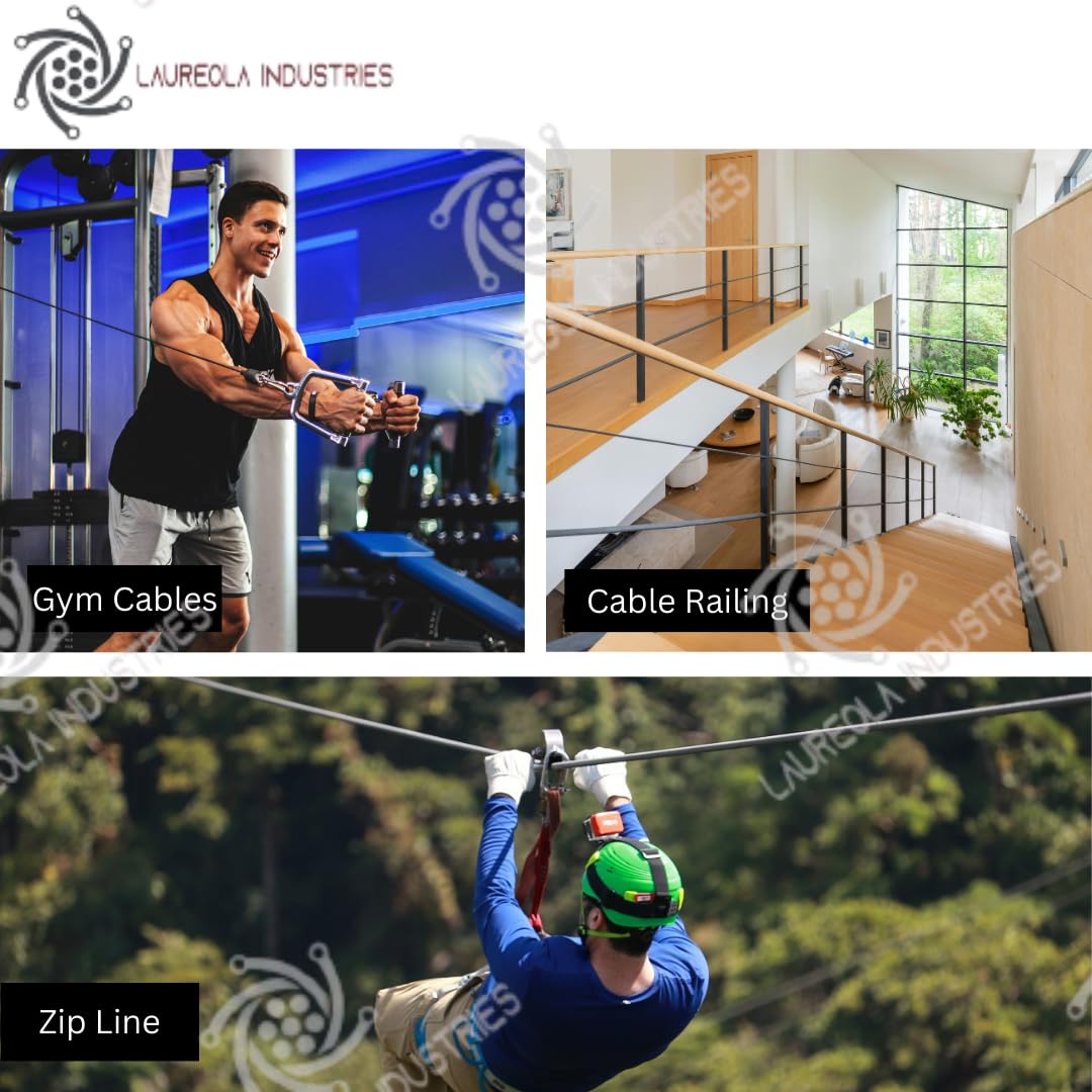 Laureola 3/32" Type-7x7 Grade-304 Stainless Steel Aircraft Cable Wire Rope - 500 ft