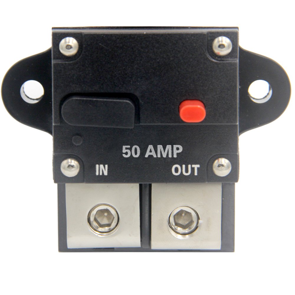 ZOOKOTO 50 Amp Circuit Breaker, Automotive High Current 0 2 4 8 Gauge Wire Disconnect Inline Fuse Blocks, 12V Manual Reset Power Invertor Systems 50A