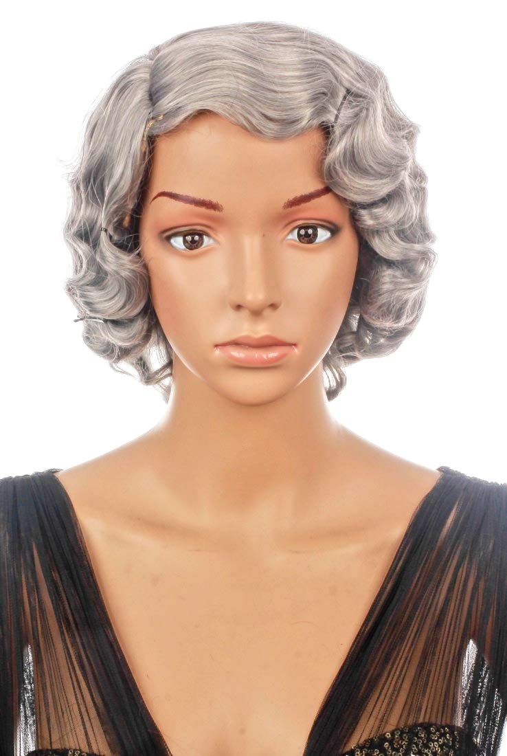 Prettyland light grey Short Hair Wig Chin Long with Water Retro Wave with Hair Clips Side Vertex C983, C983 light grey - Image 2