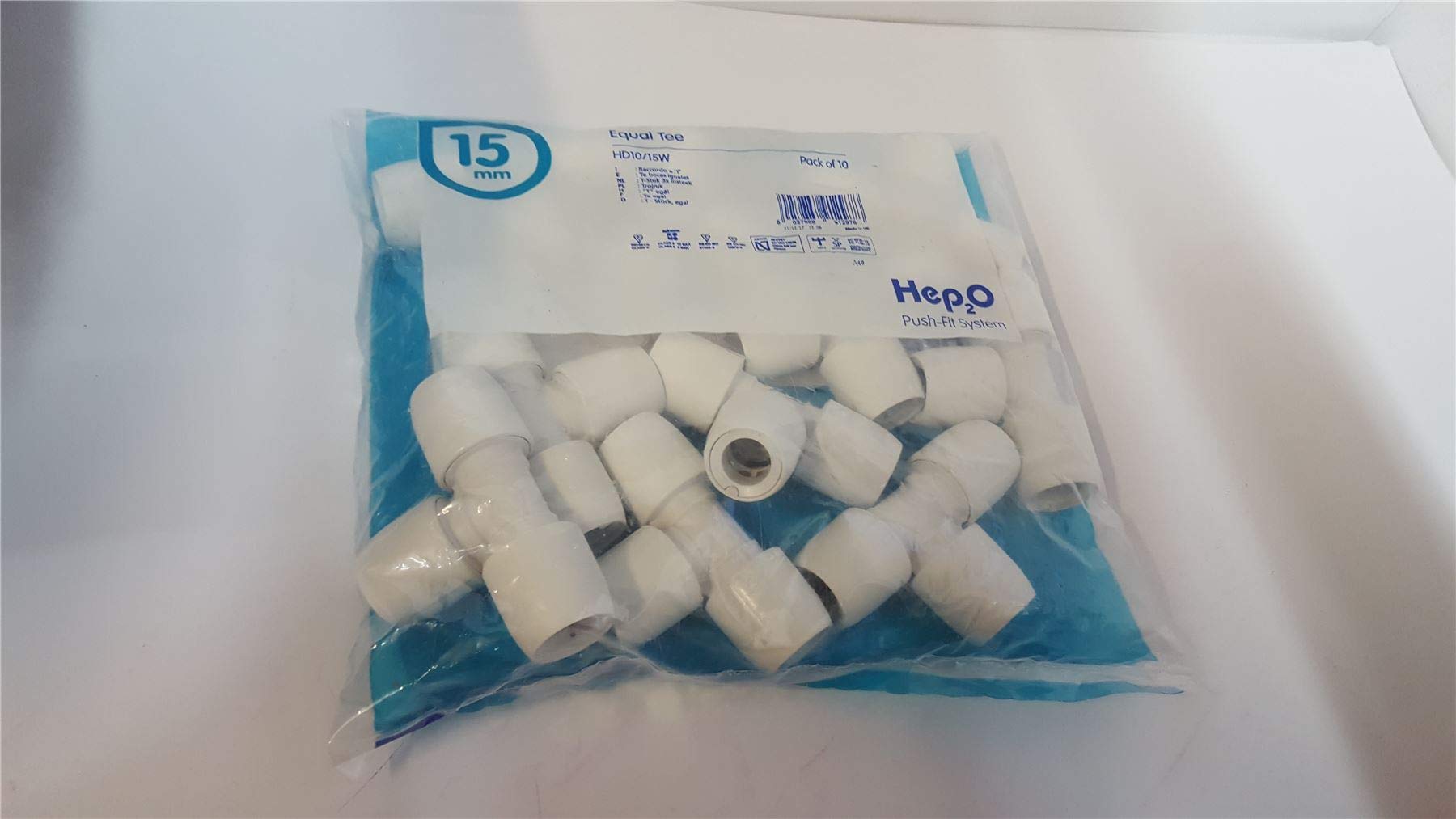 Hep2O Pb Equal Tee WT 15mm - Pack 10 - HD10/15W Hep2o Hep20