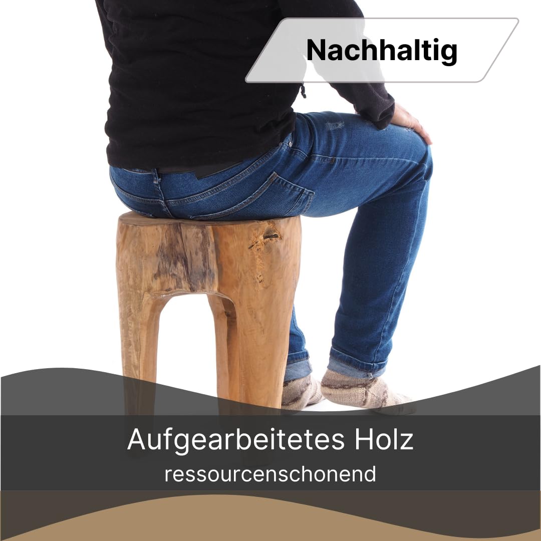 DESIGN DELIGHTS RUSTIKALER BAUMSTAMM HOCKER Log | 41x29x29 cm (HxBxT), Altholz, Natur | Sitzhocker