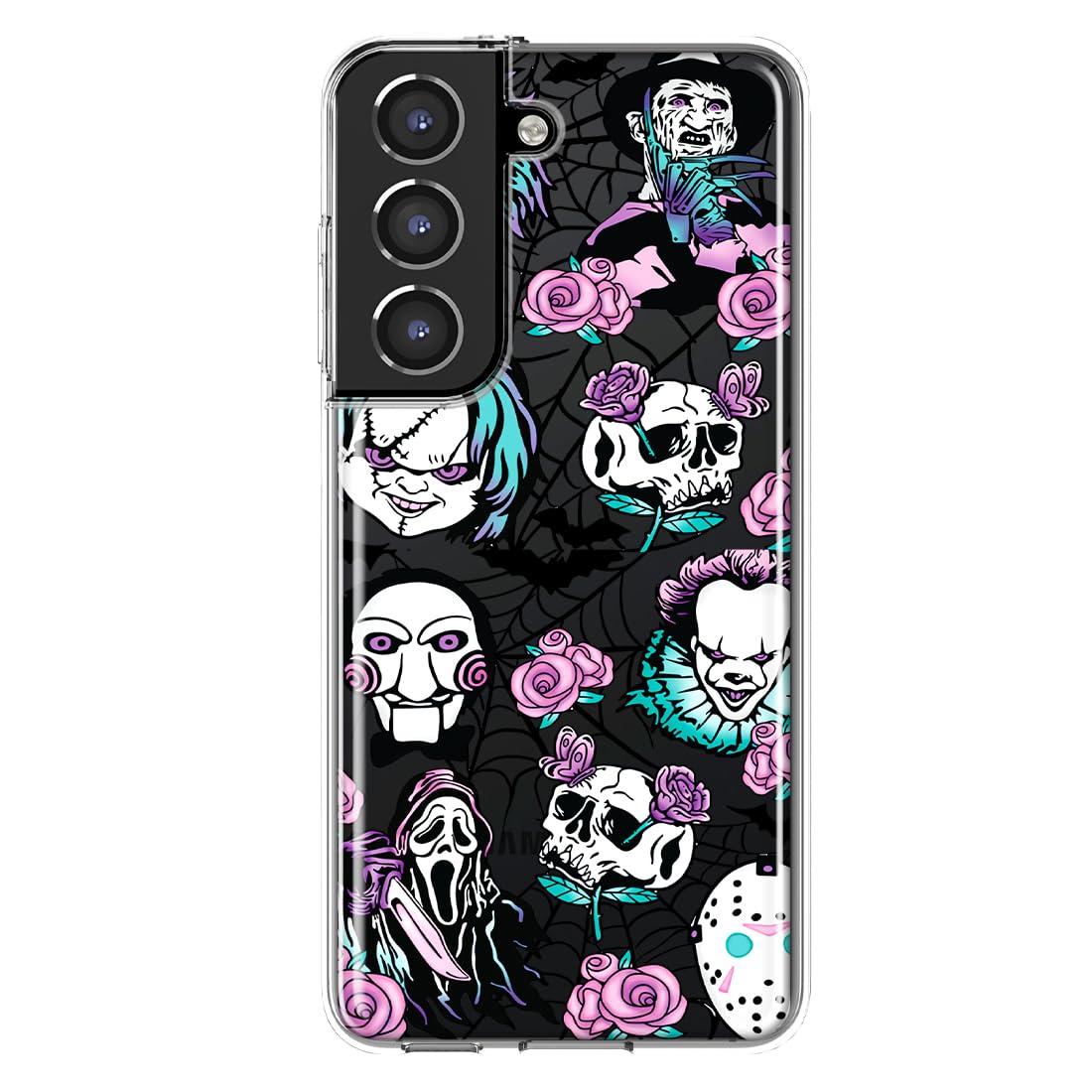 Mundaze - Case for Samsung Galaxy S21 Plus Slim Hybrid Shockproof Hard Shell Soft TPU Heavy Duty Protective Phone Cover - Roses Halloween Spooky
