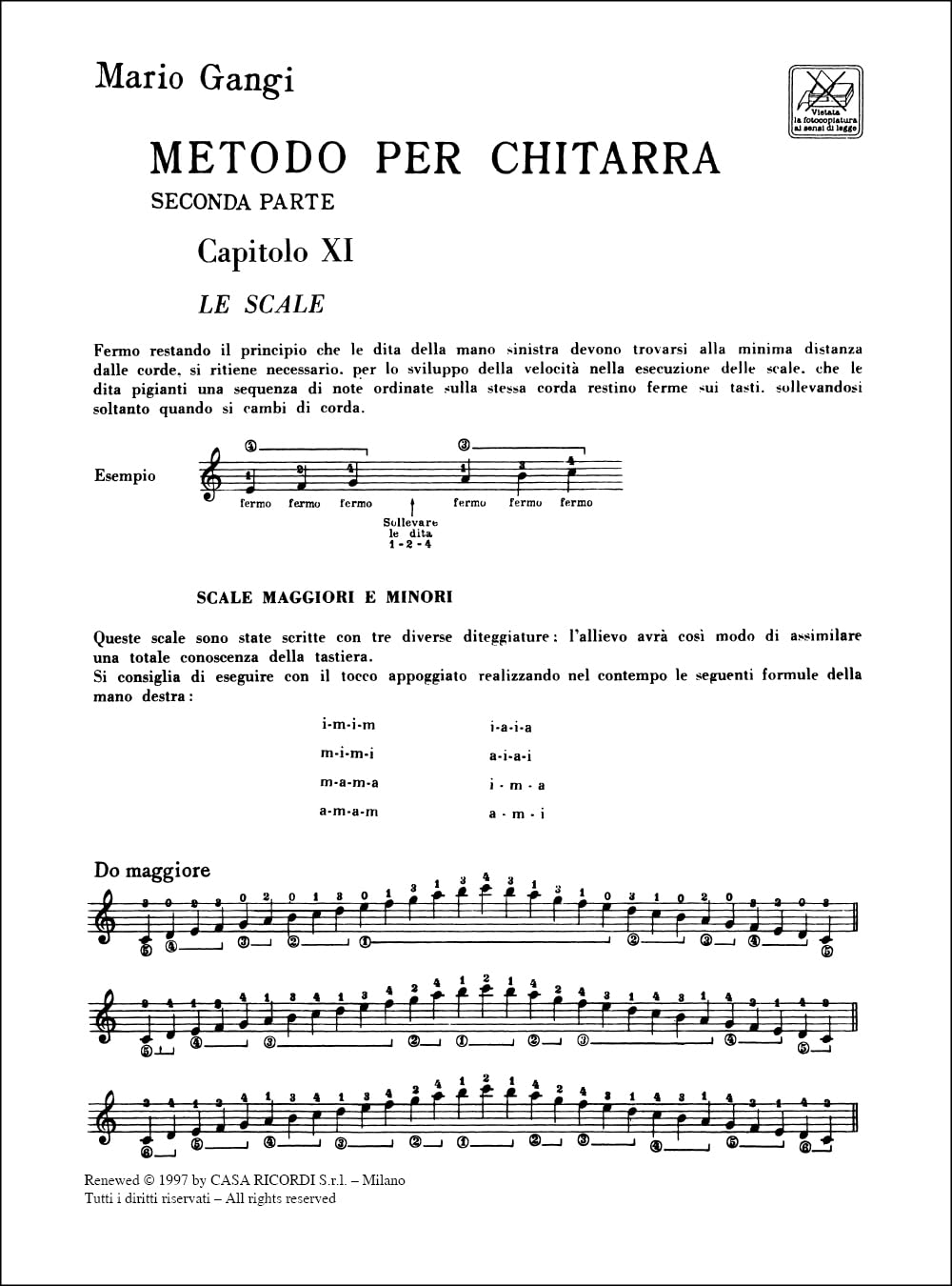 Gangi Metodo Per Chitarra Parte II | Livello Intermedio Studenti Insegnanti Chitarra Classica | Esercizi Progressivi Lettura Musicale Tecnica Dita Accordi | Libro Studio Repertorio Scale Arpeggi