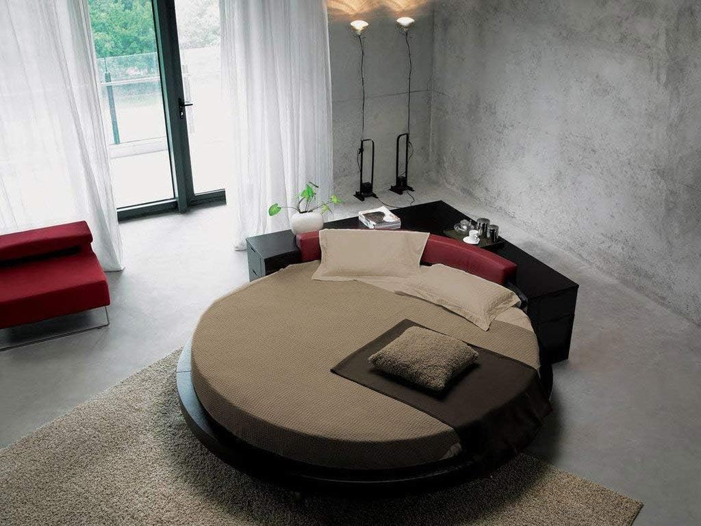 Scala Bedding Round Fitted Sheet with Pillowcases 500TC 100% Egyptian Cotton King 96" Diameter Solid Taupe