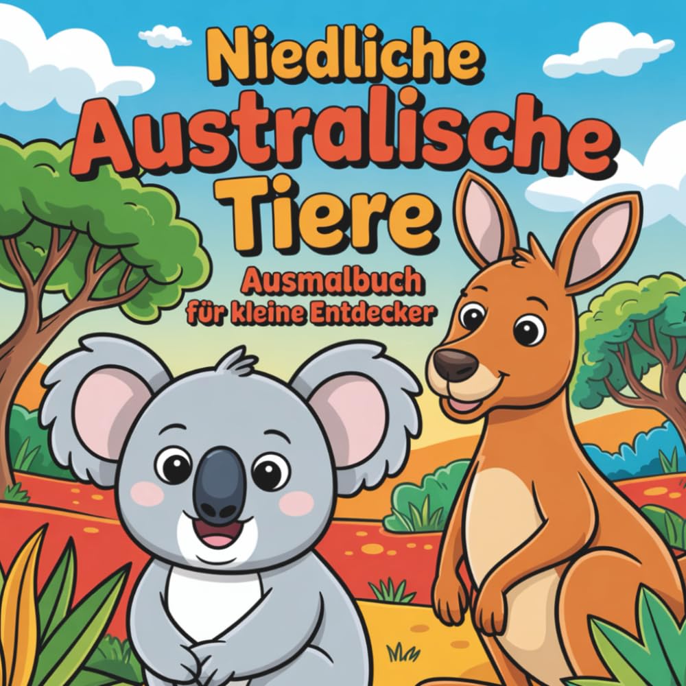 Australische Tiere Ausmalbuch für Kinder ab 4 Jahren - Koala, Känguru & mehr: 40 niedliche Tiermotive zum Ausmalen für kleine Entdecker