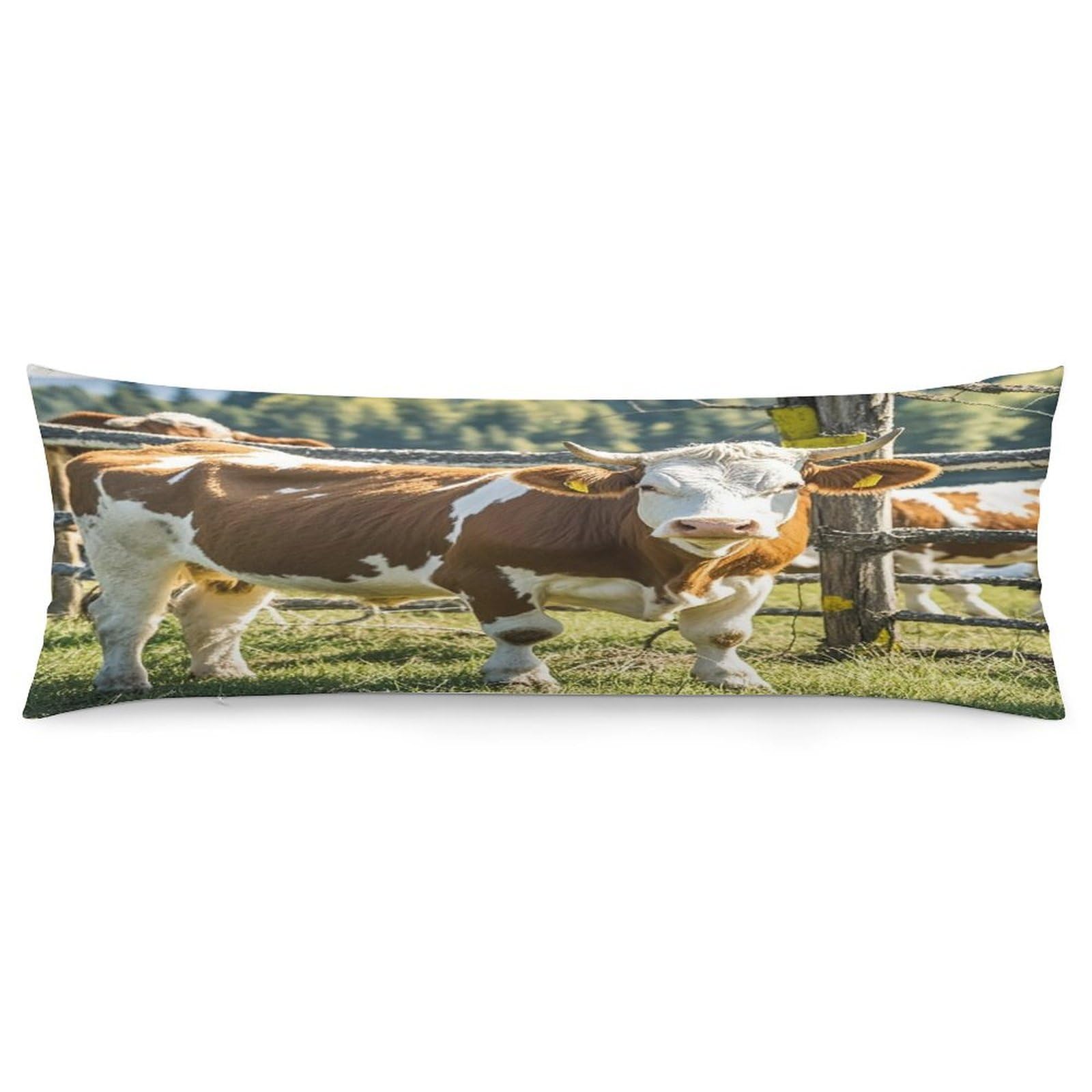 Farm Cow Pictures Pillowcase Long Body Pillow Cover Soft Decorative Body Pillow Case Breathable Large Pillowcase Cute Cozy Pillow Protector for Bed Sofa Couch Room 18.9 X 53 Inch