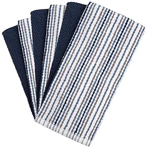 Kitchen Towels 16”x 26” - 6 Pack | Large Cotton Kitchen Hand Towels | Dish Towels | Popcorn Stripe Design | 430 GSM Highly Absorbent Tea Towels Set with Hanging Loop | Dish Towels for Kitchen | Blue Kitchen Towels 16x 26 6 Pack Large Cotton Kitchen Hand Towels Dish Towels Popcorn Stripe Design 430 GSM Highly Absorbent Tea Towels Set with Hanging Loop Dish Towels for Kitchen Blue