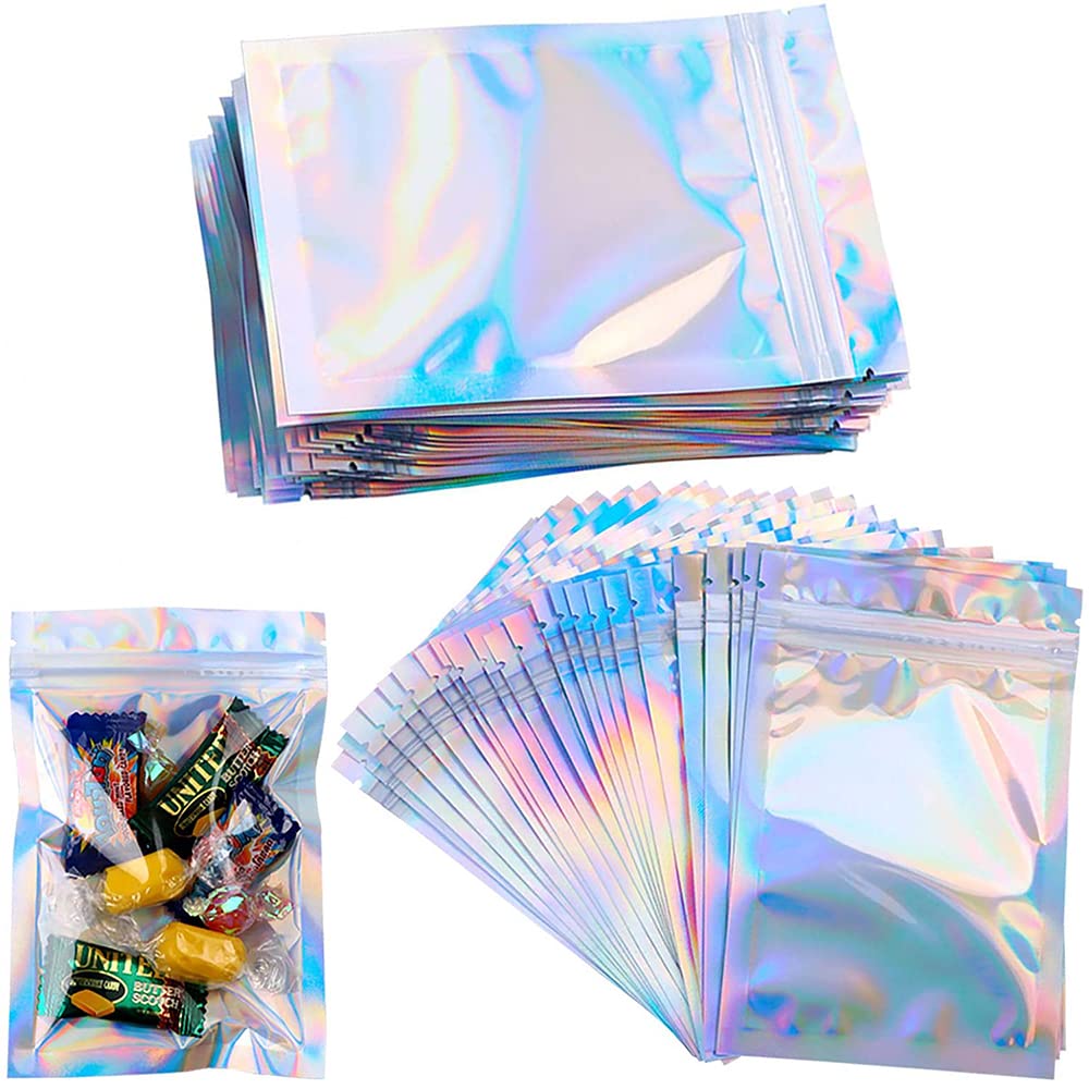 URbazaarZip Lock Bags,100 Pcs Resealable Mylar Bags,Multi-use Jewelry Bag Cosmetic Bag Packaging Bag,Food Storage Bag,Resealable Smell Proof Bags,Party Favor Food Storage(Colourful) (20X14 CM)