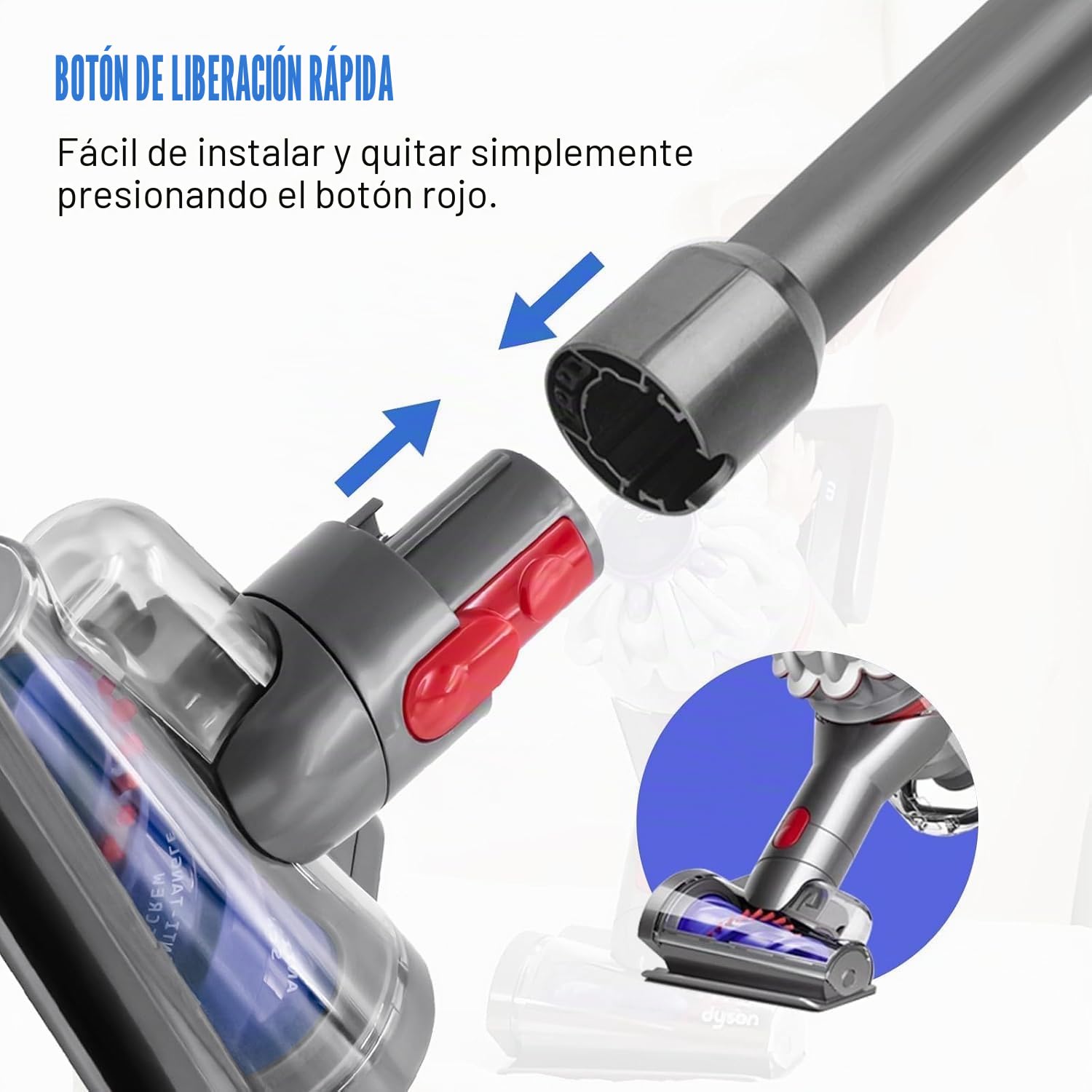 Mini Cabezal de Cepillo Motorizado de Repuesto para Dyson Aspiradoras V7, V8, V10, V11, V15, SV10, SV11, SV12, SV14, Cabezal Limpiador Pequeño para Colchón, Tapicería, Antienredos